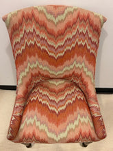 Load image into Gallery viewer, Pair of Orange & Cream Chevron Pattern Upholstered High Back Chairs
