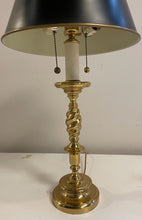 Load image into Gallery viewer, Brass Candlestick Table Lamp with Black Tole Shade