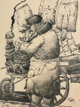 Load image into Gallery viewer, Framed Etching "The Peanut Vendor" by Seymour Rosenthal