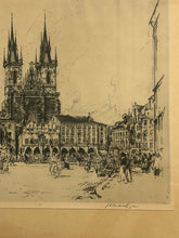 Load image into Gallery viewer, Framed Etching of the Church of Our Lady, Prague Czech Republic, signed