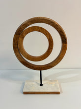 Load image into Gallery viewer, Mango Wood Abstract Circular Sculpture on Marble Base