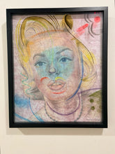 Load image into Gallery viewer, Hand Painted Infused Glass with Pencil Drawing of Marilyn Monroe by Chicago Artist Walter Fydryck, signed