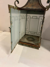 Load image into Gallery viewer, Pair of Green Patina Metal Pagoda Lanterns