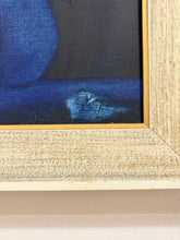 Load image into Gallery viewer, Monochrome Oil Painting of Blue Floral Arrangement, signed