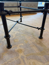 Load image into Gallery viewer, Rectangular Glass Top Coffee Table with Bronze Wrought Iron Base