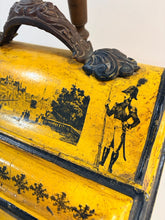 Load image into Gallery viewer, 19th Century Antique Tole Coal Scuttle with Black Transfer Military Scenes