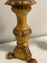 Load image into Gallery viewer, Pair of Distressed Gold Candleholders with Candles from Pottery Barn