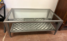 Load image into Gallery viewer, Metal & Glass Top Cocktail Table with Basket Weave Lower Shelf