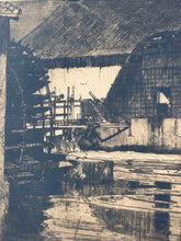 Load image into Gallery viewer, Vintage Etching "The Mill Wheel" by Frank William Brangwyn, signed