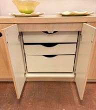 Load image into Gallery viewer, Blonde Wood Art Deco Three Door Cabinet