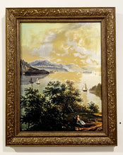 Load image into Gallery viewer, Framed Reproduction of Scenic Landscape and Tall Ships I