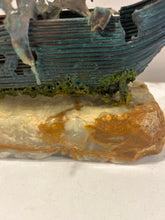Load image into Gallery viewer, Vintage Shipwreck Copper Art Sculpture on Stone Base