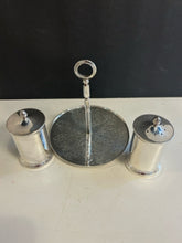 Load image into Gallery viewer, Vintage Silver Plated Salt & Pepper Grinder with Caddy from Aldo Tura, made in Italy