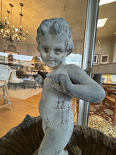 Load image into Gallery viewer, Vintage Cast Metal Fountain with Cherub and Frogs on Shell Shaped Basin & Pedestal