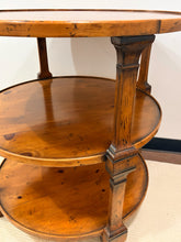 Load image into Gallery viewer, Vintage Three Tier Pine Occasional Table with Distressed Finish from Henredon