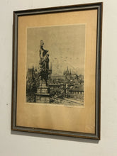 Load image into Gallery viewer, Framed Etching of Charles Bridge, Prague Czech Republic 1935, signed