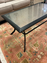 Load image into Gallery viewer, Black Metal Indoor/Outdoor Coffee Table with Frosted Glass