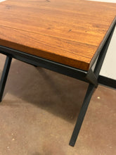 Load image into Gallery viewer, Plank Top End Table with Black Iron Base