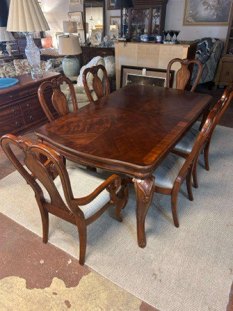 Mahogany Dining Table with Six Chairs & 2 Leaves from Plunkett Furniture Co.
