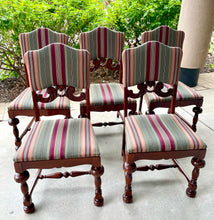 Load image into Gallery viewer, Five Renaissance Revival Style Upholstered Wood Frame Dining Chairs