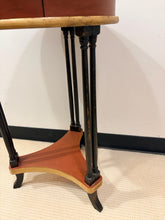 Load image into Gallery viewer, Round one Drawer Occasional Table with Painted Book Accent