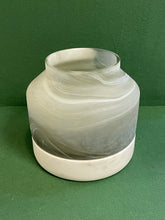 Load image into Gallery viewer, Frosted Glass Vase/Votive Candleholder on Gray Stone Base