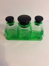 Load image into Gallery viewer, Set of 3 Green Uranium Glass Jars with Tray
