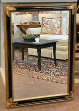 Load image into Gallery viewer, Black Beveled Mirror with Gold Accents