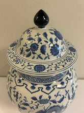 Load image into Gallery viewer, Large Blue & White Porcelain Ginger Jar with Dragon & Floral Pattern from Chelsea House