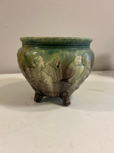 Load image into Gallery viewer, Vintage Art Deco Sea Sirens Footed Majolica Jardiniere Planter from Weller Pottery