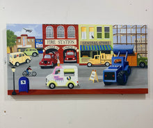Load image into Gallery viewer, Colorful Canvas Art Print of Vehicles from Pottery Barn Kids