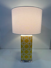 Load image into Gallery viewer, Quatrefoil Yellow & White Ceramic Lamp from Safavieh