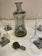 Load image into Gallery viewer, Vintage Kluk Kluk Decanter with 6 Smoked Crystal Glasses