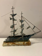 Load image into Gallery viewer, Vintage Shipwreck Copper Art Sculpture on Stone Base