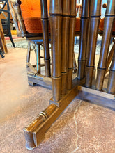 Load image into Gallery viewer, Game/ Dining Table,4 MCM Bamboo Style Arm Chairs with Orange Upholstered Cushions