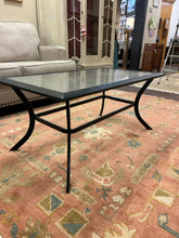 Load image into Gallery viewer, Black Metal Indoor/Outdoor Coffee Table with Frosted Glass