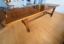 Load image into Gallery viewer, Vintage Wood Dining Table with Floral Carvings