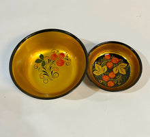 Load image into Gallery viewer, 2pc Traditional Russian Khokloma Hand Painted Wooden Bowls