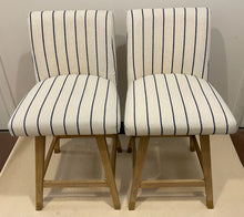Load image into Gallery viewer, Pair of Blue & White Striped Swivel Counter Stools from Lue Bona