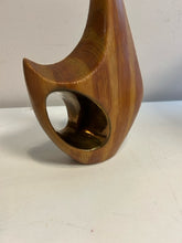 Load image into Gallery viewer, Faux Teak Ceramic Sealed Decanter with Copper Lined Handle