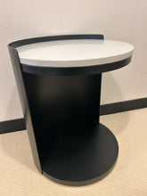Load image into Gallery viewer, Cylinder Black Metal End Table on Wheels with Marble Top made in Italy