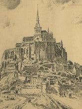 Load image into Gallery viewer, Framed Copper Engraving "Le Mont Saint Michel," signed & stamped
