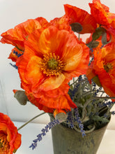 Load image into Gallery viewer, "Paris Rue Lafayette" Tin Vase/Bucket with Faux Poppies and Lavender