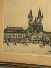 Load image into Gallery viewer, Framed Etching of the Church of Our Lady, Prague Czech Republic, signed