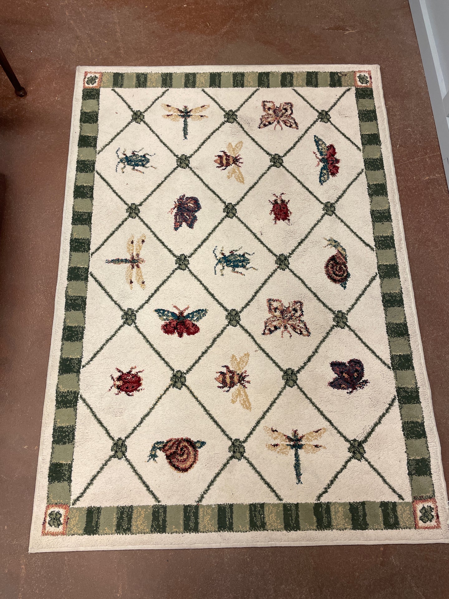 Cream Colored Area Rug with Butterflies & Ladybugs