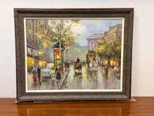 Load image into Gallery viewer, Large Original Oil Painting of European Street Scene by Sung, signed
