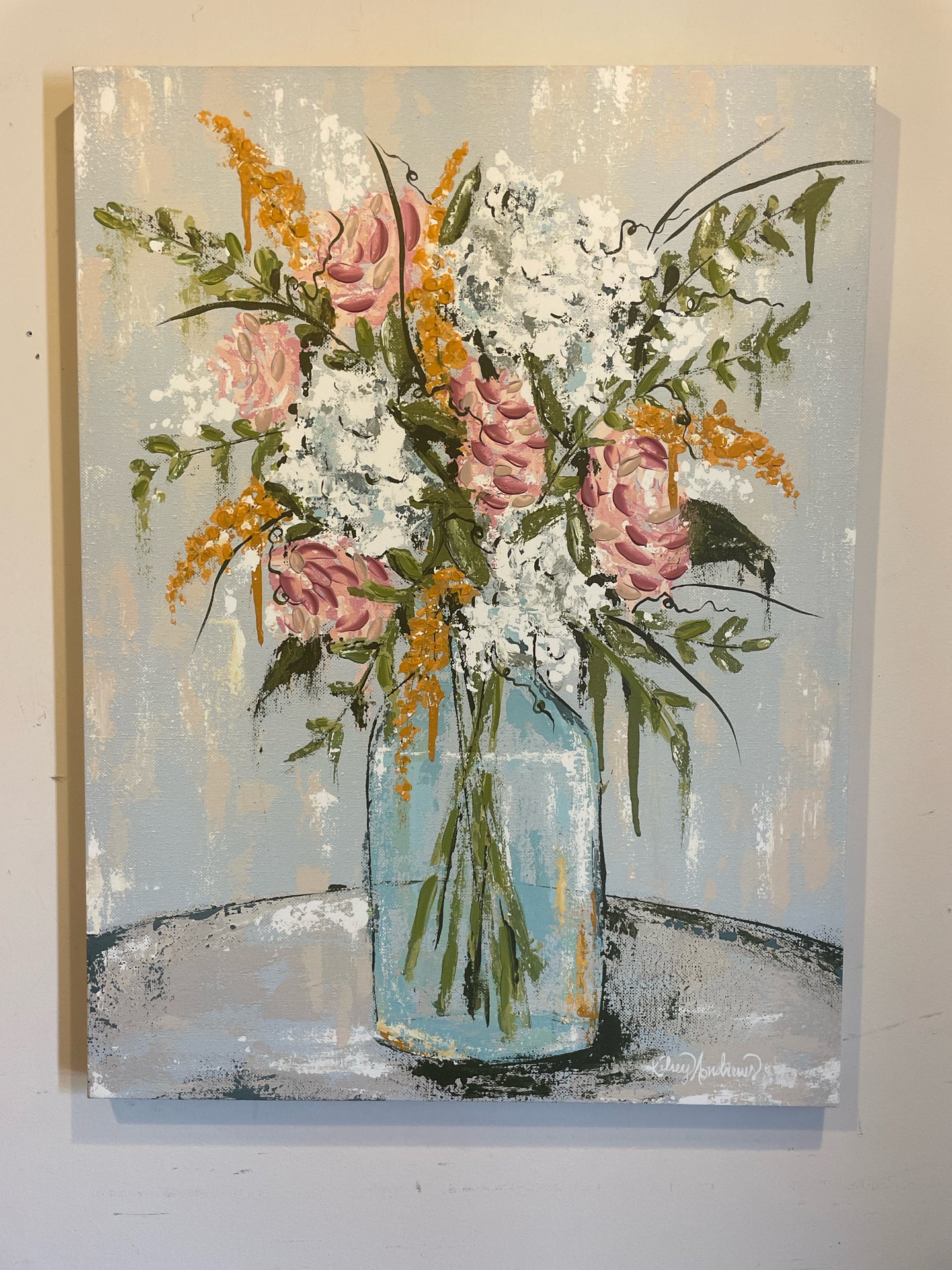 Flowers in Vase on Canvas