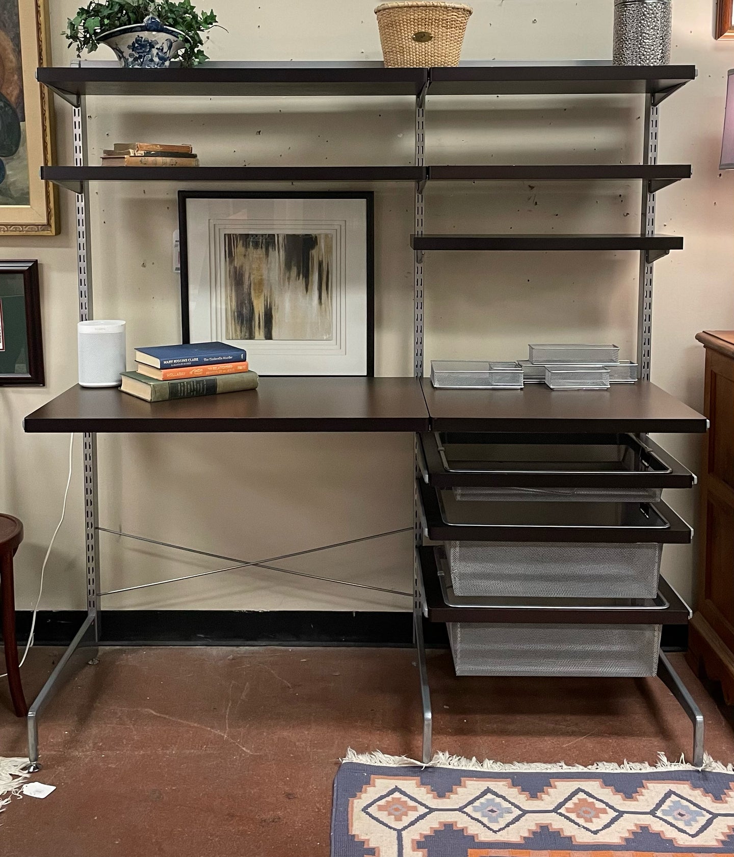 Elfa System Work Station Desk with Shelves & Baskets