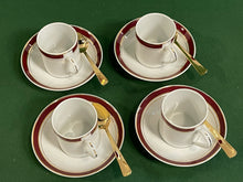Load image into Gallery viewer, Prestige Cranberry &amp; Gold Rim Espresso Set from Crown Porcelain
