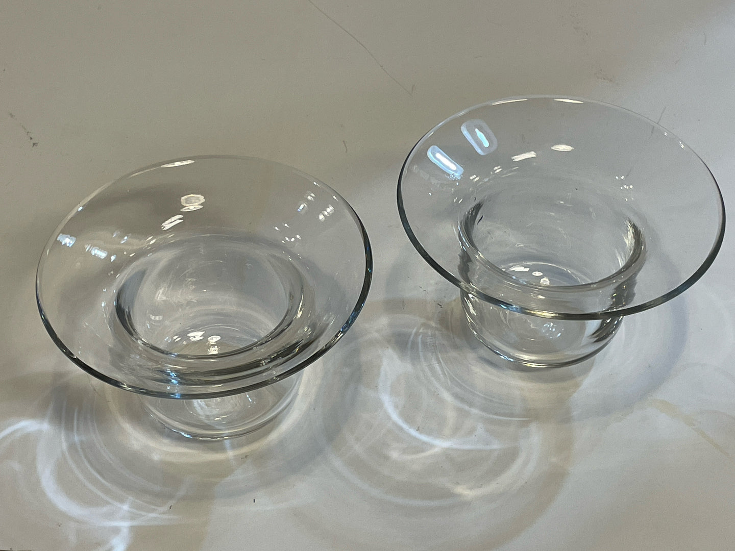 Pair of Clear Glass Candleholders